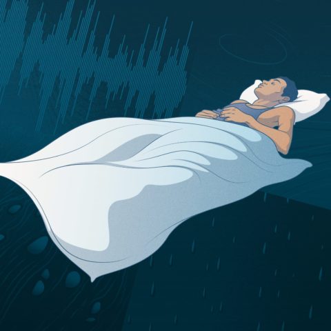 visual showing a man having a sleep paralysis episode