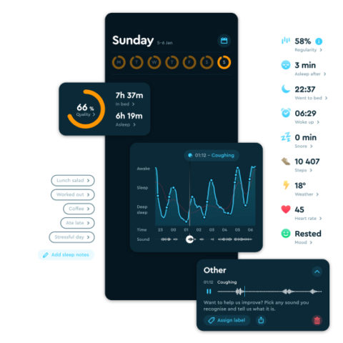 Sleep analysis screen in the Sleep Cycle app