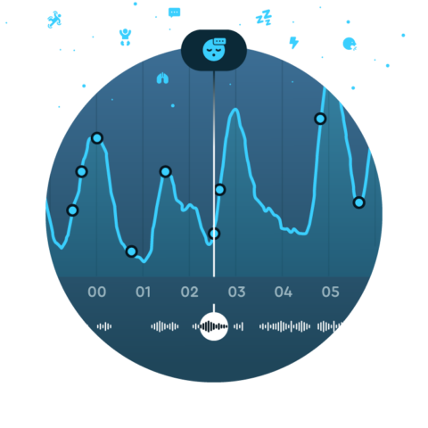 Sleep graph with sounds screen in the Sleep Cycle app