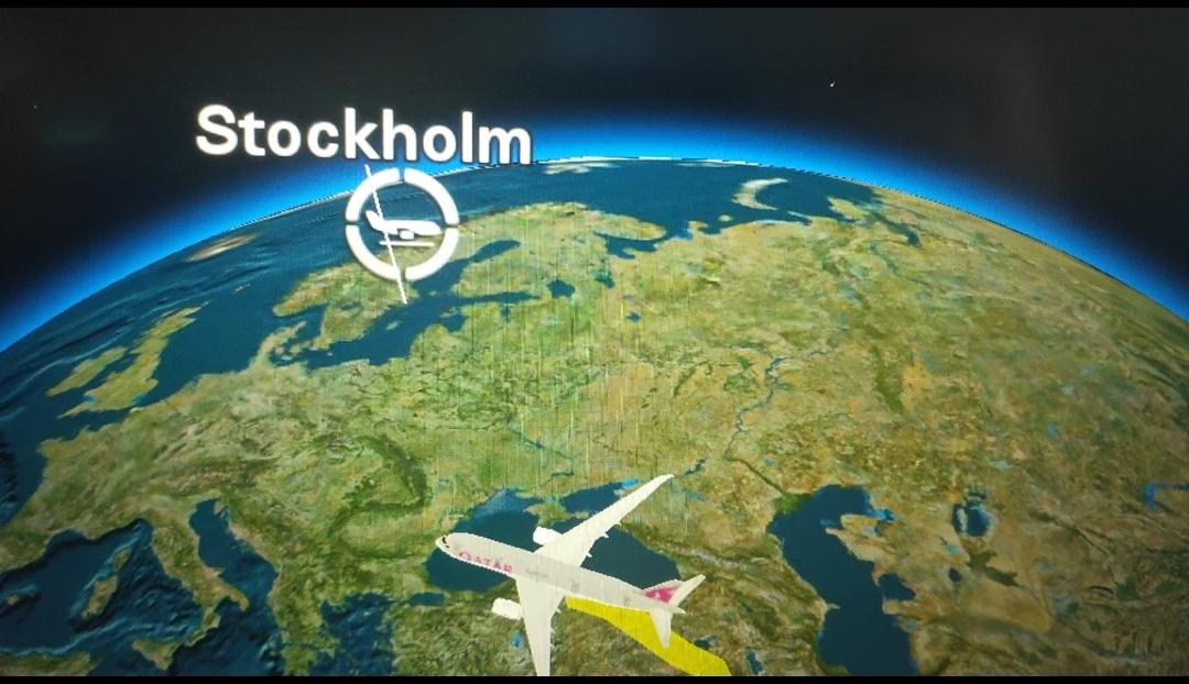 picture of a map showing a flight ride from Australia to Sweden