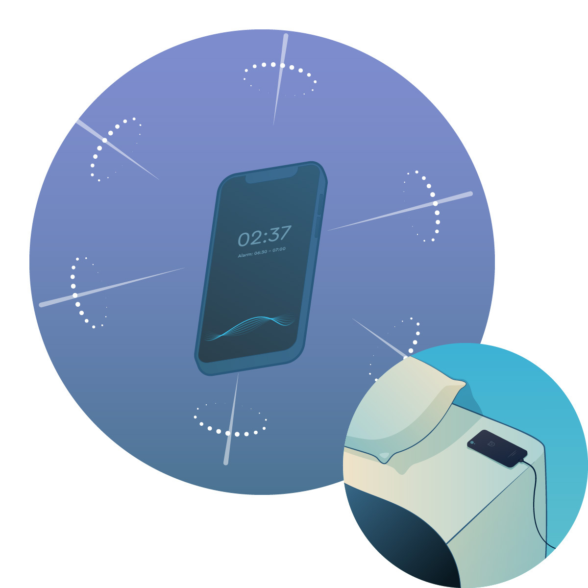 Sleep Cycle technology - graphic showing motion detection through accelerometer