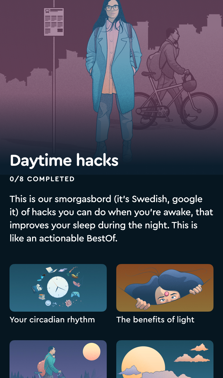 Screenshot of the Sleep Program "Daytime Hacks"