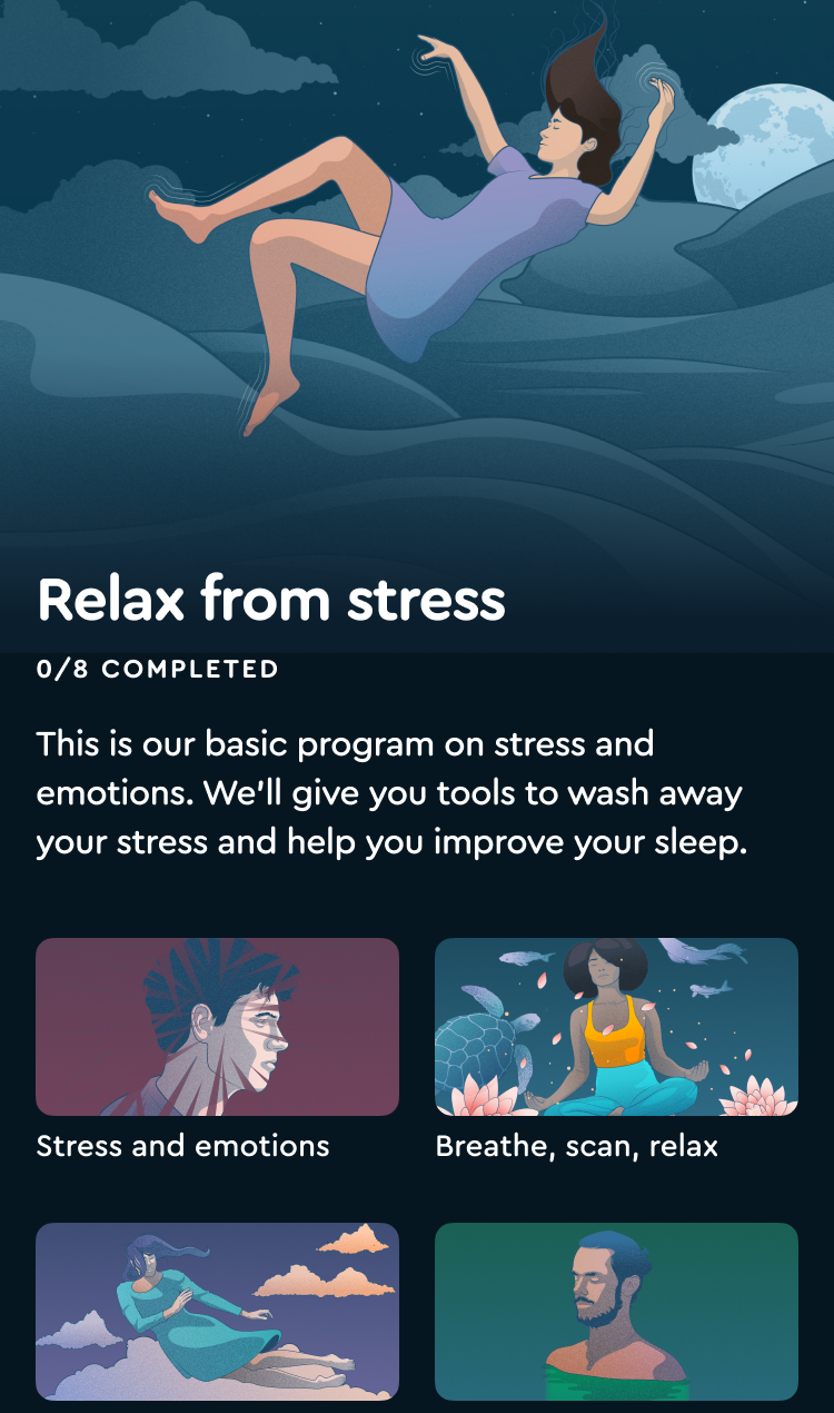 Screenshot of the Sleep Program "Relax from Stress"